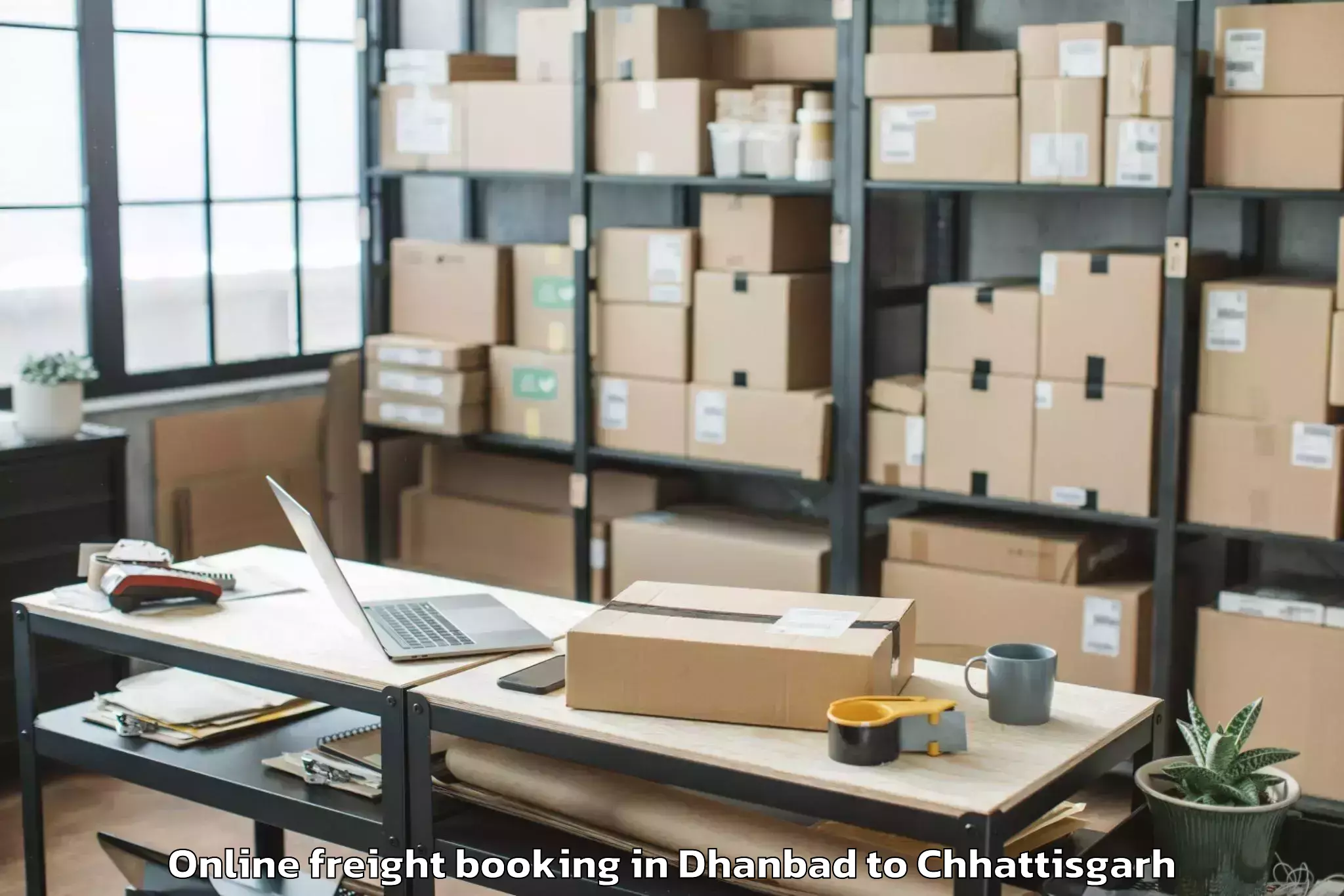 Affordable Dhanbad to Bhanpuri Online Freight Booking